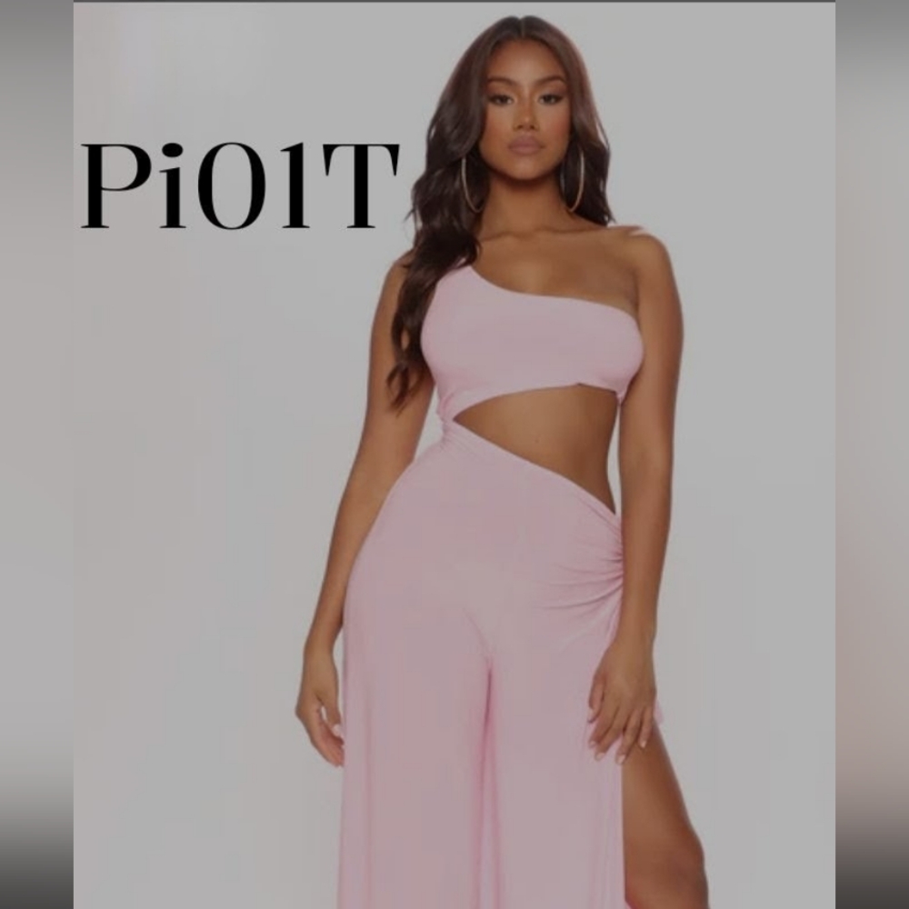 Fashion Nova One-Shoulder Pink Jumpsuit